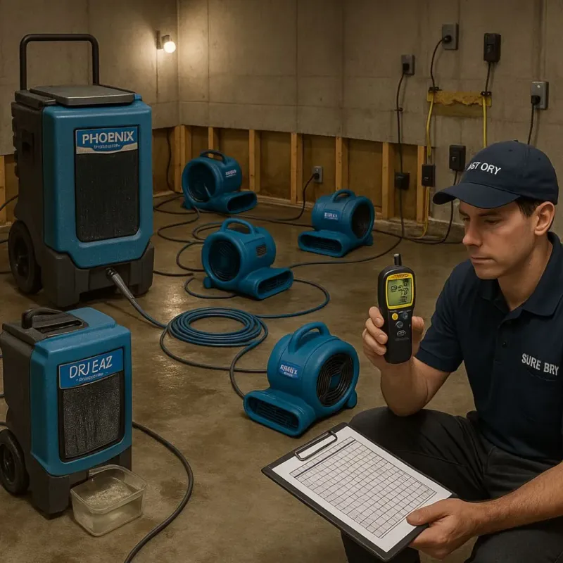 Structural Drying and Dehumidification process in Hingham, MA